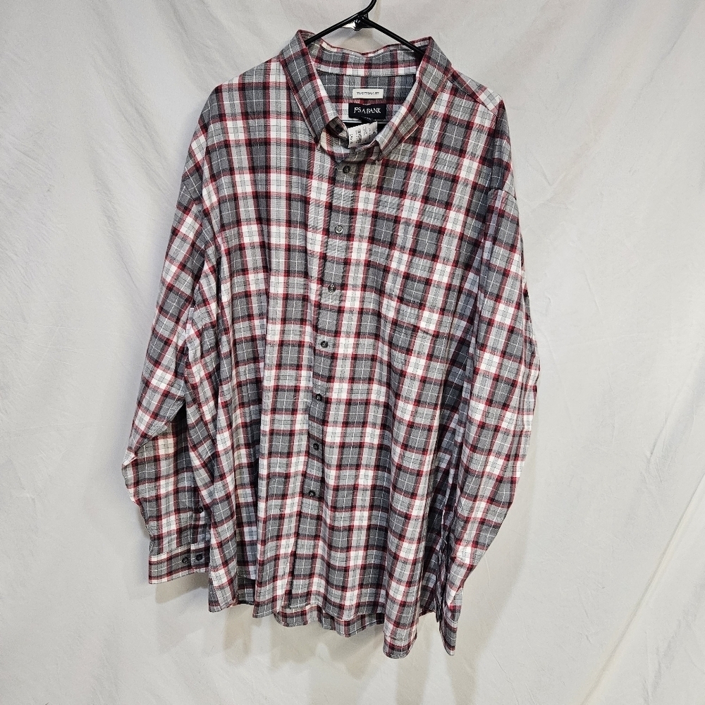 Jos A Bank Shirt Mens 3XLT Red Black Plaid Traditional Fit Button Down